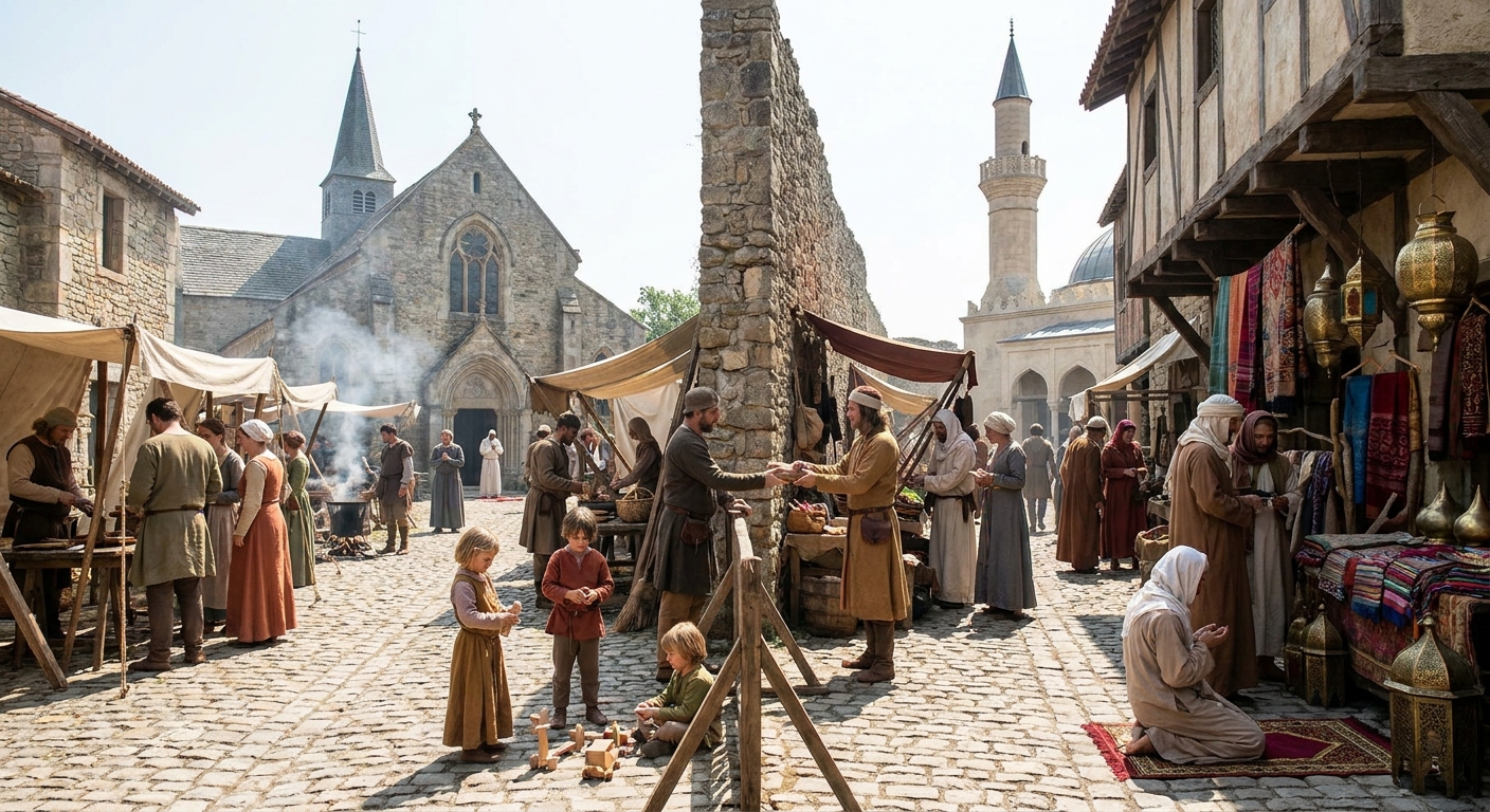 Between Cross and Crescent: A Comparative Guide to Everyday Life in Medieval Christian and Islamic Cities